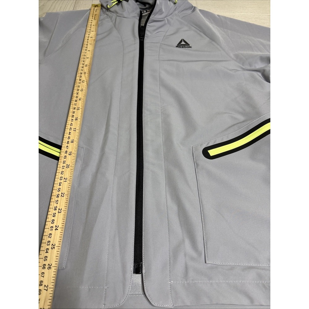 Reebok Classic Mens Grey Neon Full Zip Hooded Windbreaker Jacket REM251JK02 M - Picture 14 of 15